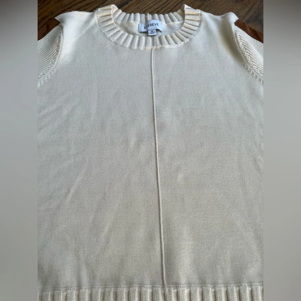 EVEREVE Cream Women's Sweater with suede trim - Picture 8 of 9